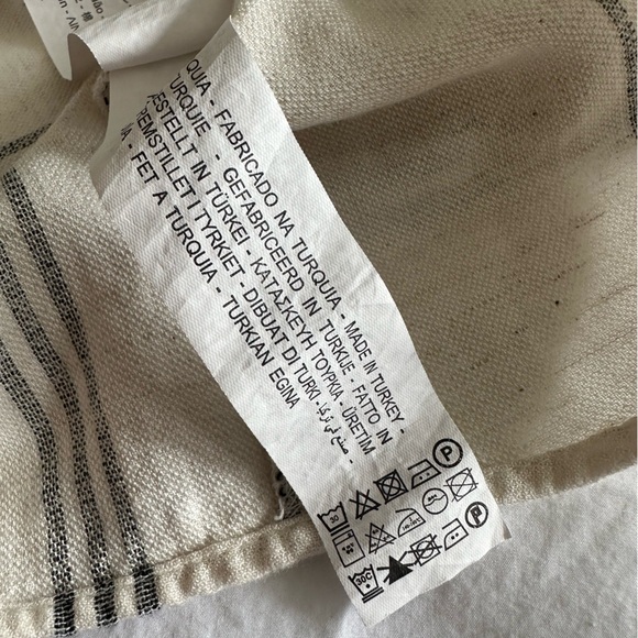 Zara Black and Cream Striped Blouse, size large - Picture 7 of 9